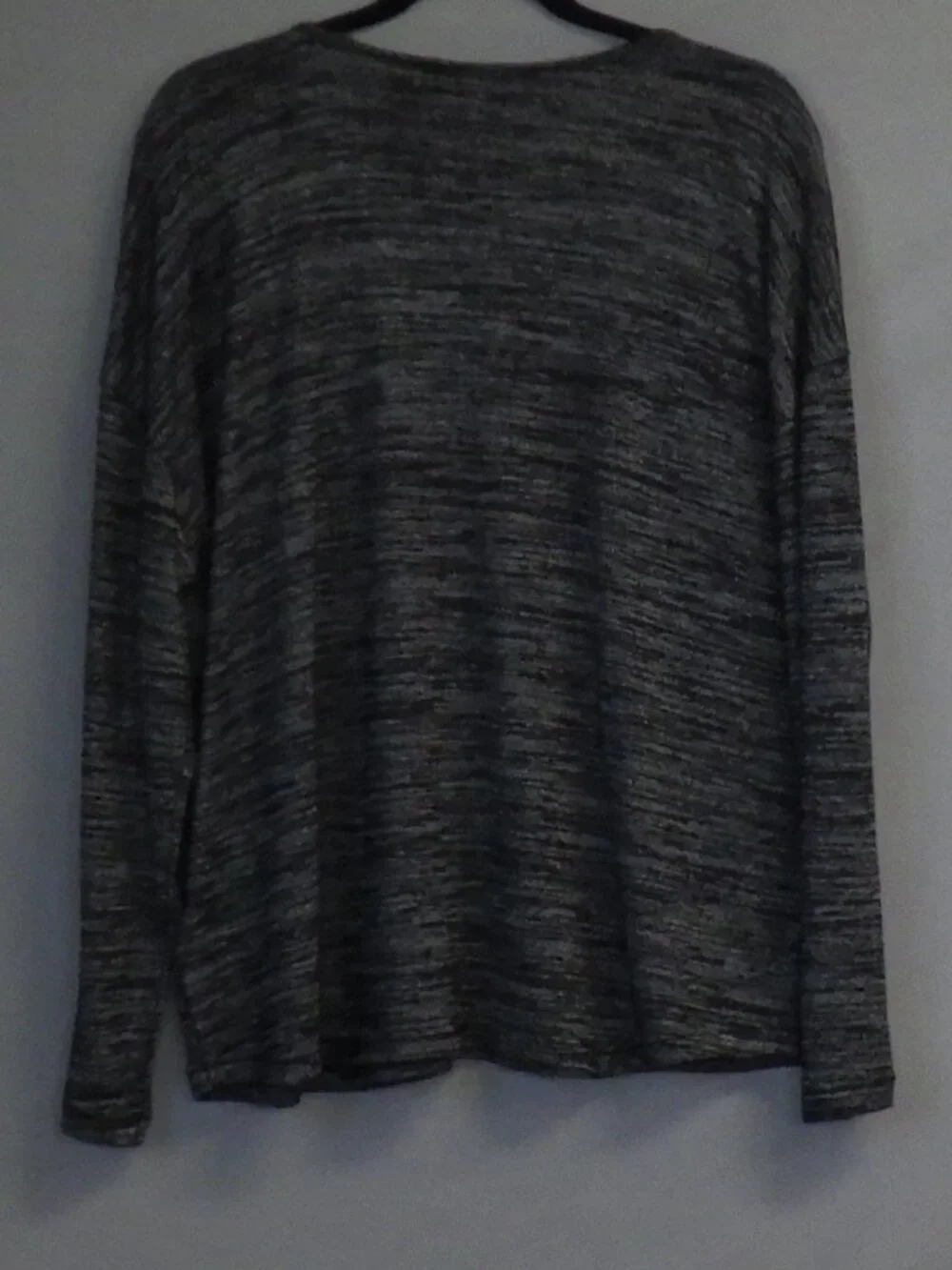 Magaschoni V-Neck Dark Gray Black Heathered Knit Top NWT A588